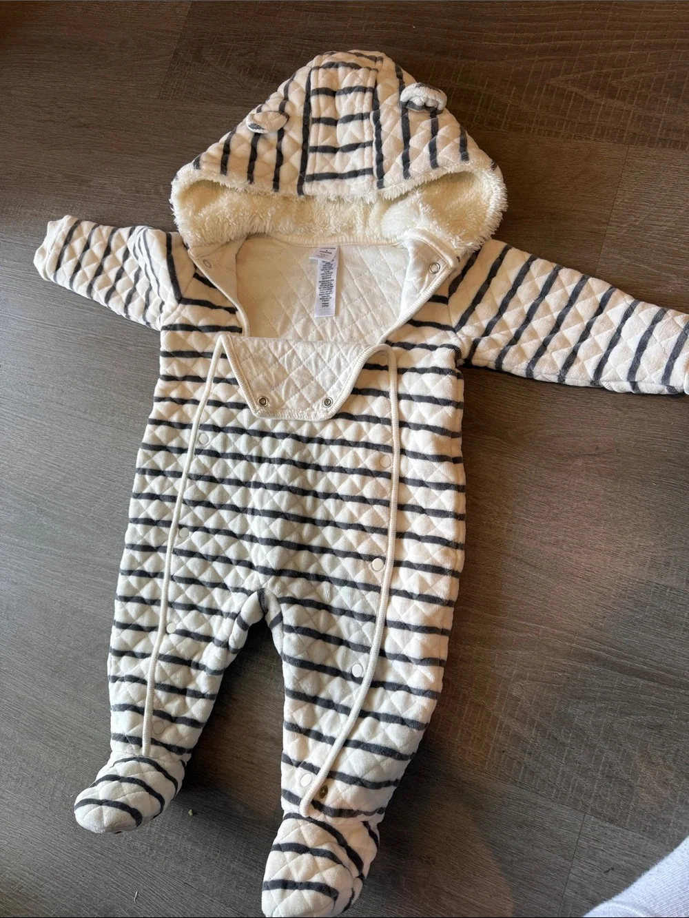 Nordstrom Baby Striped Quilted Fleece-Lined Winter Snowsuit Bunting (3-6M)